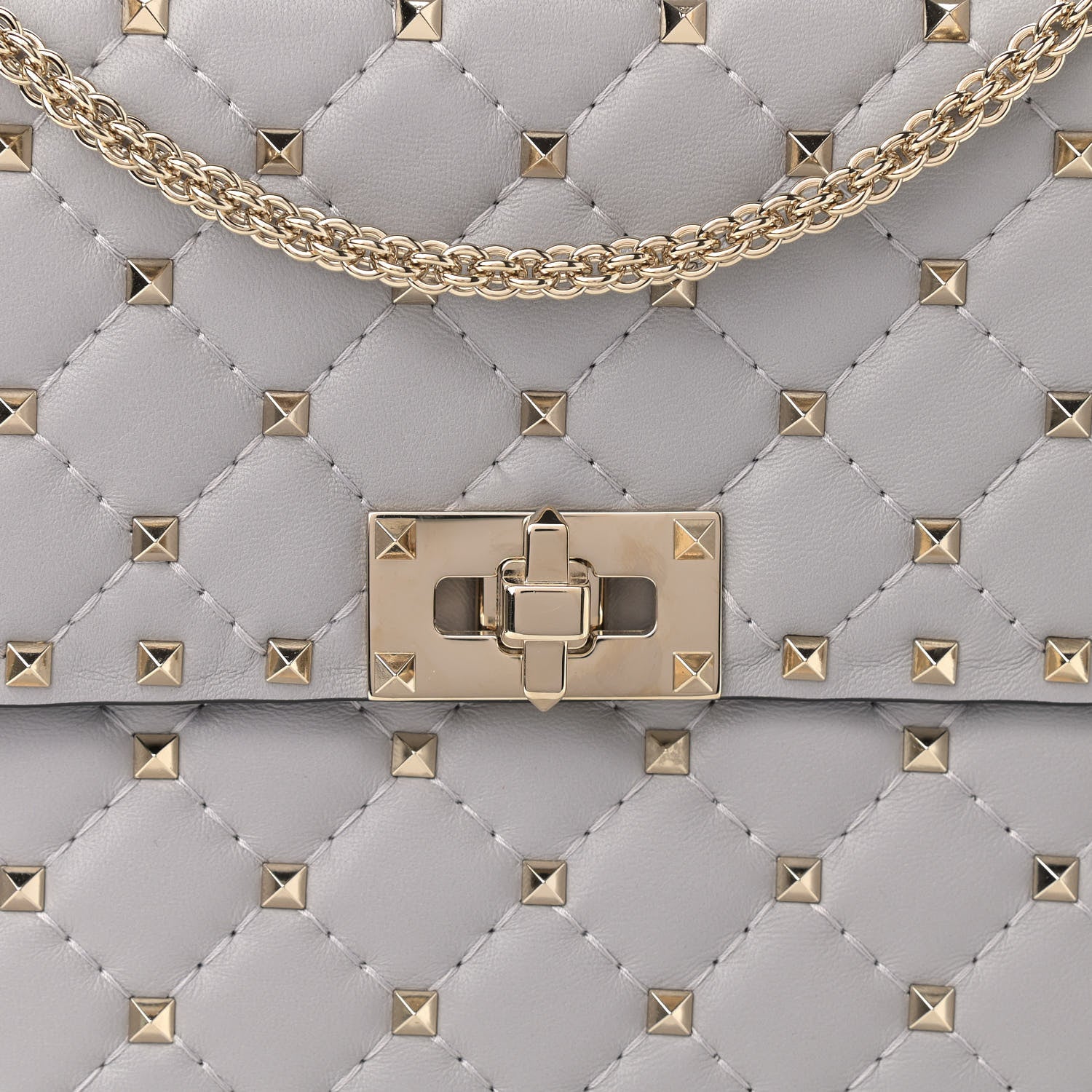 Valentino Garavani Nappa Large Rockstud Spike Shoulder Bag Pastel Grey 8 of 10