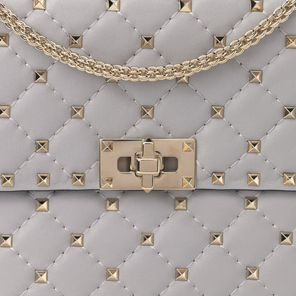 Valentino Garavani Nappa Large Rockstud Spike Shoulder Bag Pastel Grey 8 of 10