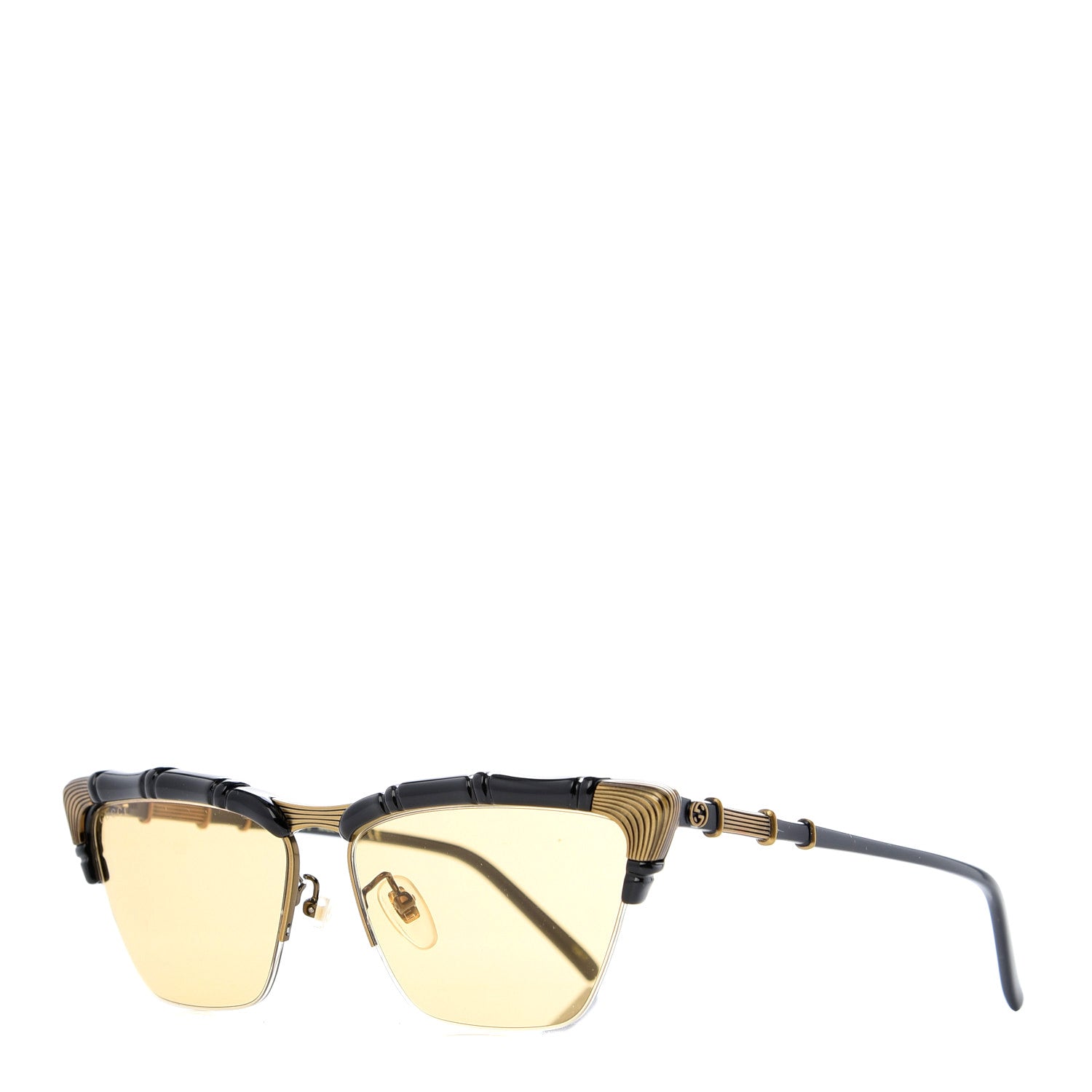 Gucci Acetate Metal Bamboo Sunglasses GG660S Black Yellow 1 of 7
