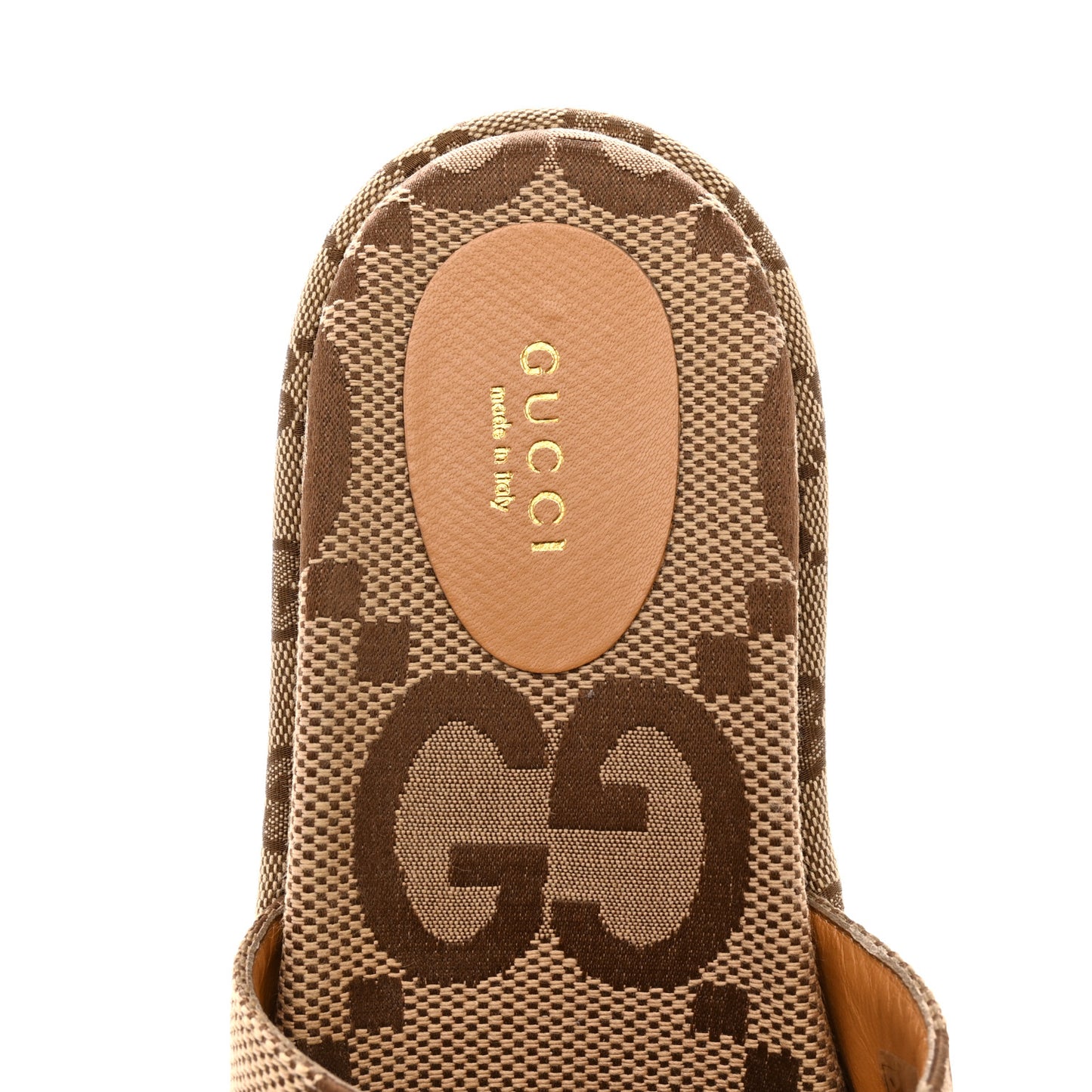 Monogram Maxi GG Angelina Platform 55mm Slide Sandals 38 Camel Ebony