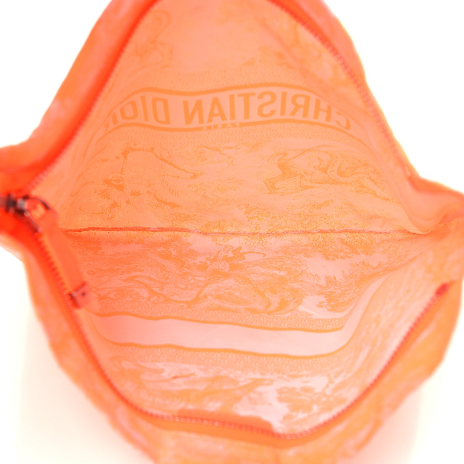 Christian Dior CHRISTIAN DIOR Embroidered Toile De Jouy Diortravel Zipped Pouch Orange 5 of 11