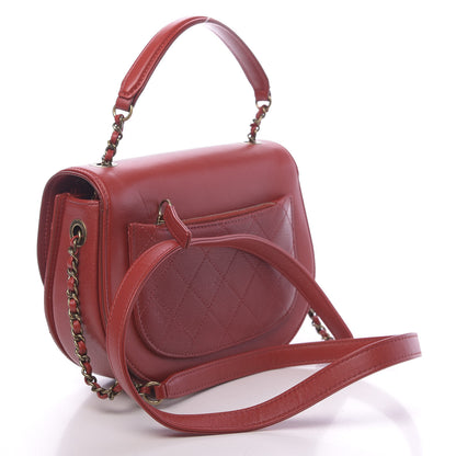 Chanel Shiny Calfskin Goatskin Quilted Small Coco Curve Messenger Flap Red 3 of 11