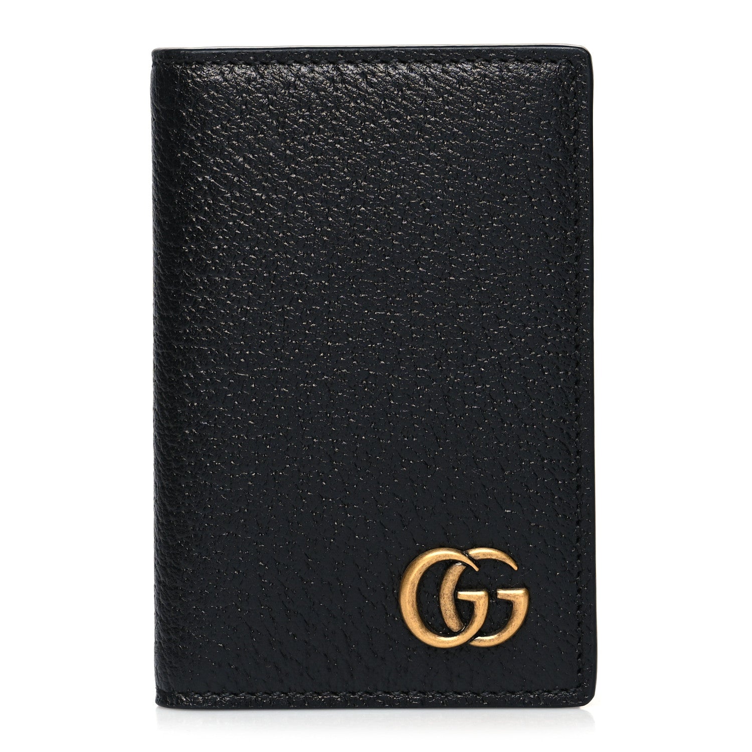 Gucci Calfskin Boar Effect GG Marmont Card Case Black 1 of 9
