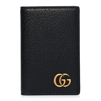 Gucci Calfskin Boar Effect GG Marmont Card Case Black 1 of 9