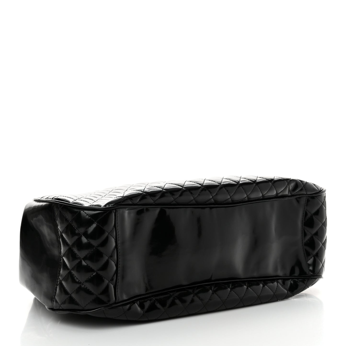 Glazed Calfskin Quilted Mademoiselle Large Frame Bag Black