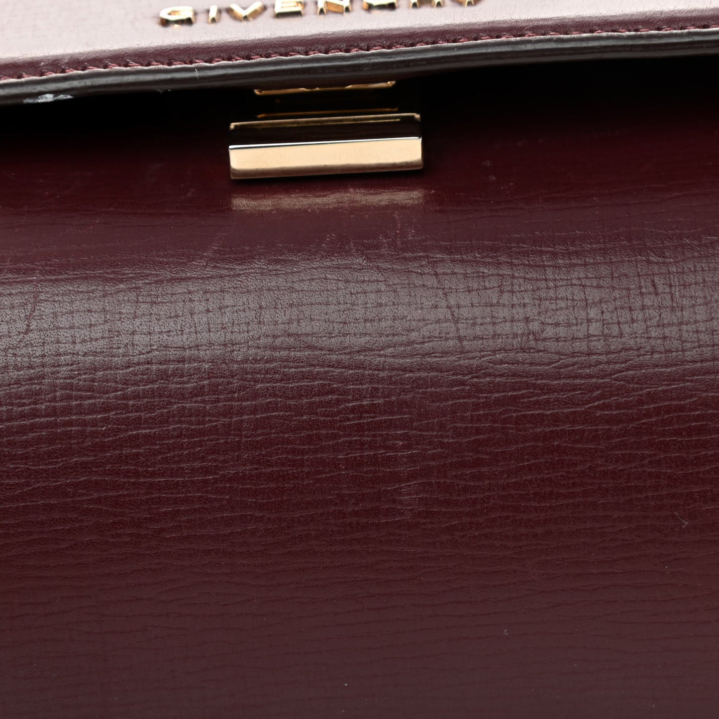 Textured Calfskin Mini Pandora Box Chain Crossbody Bag Oxblood