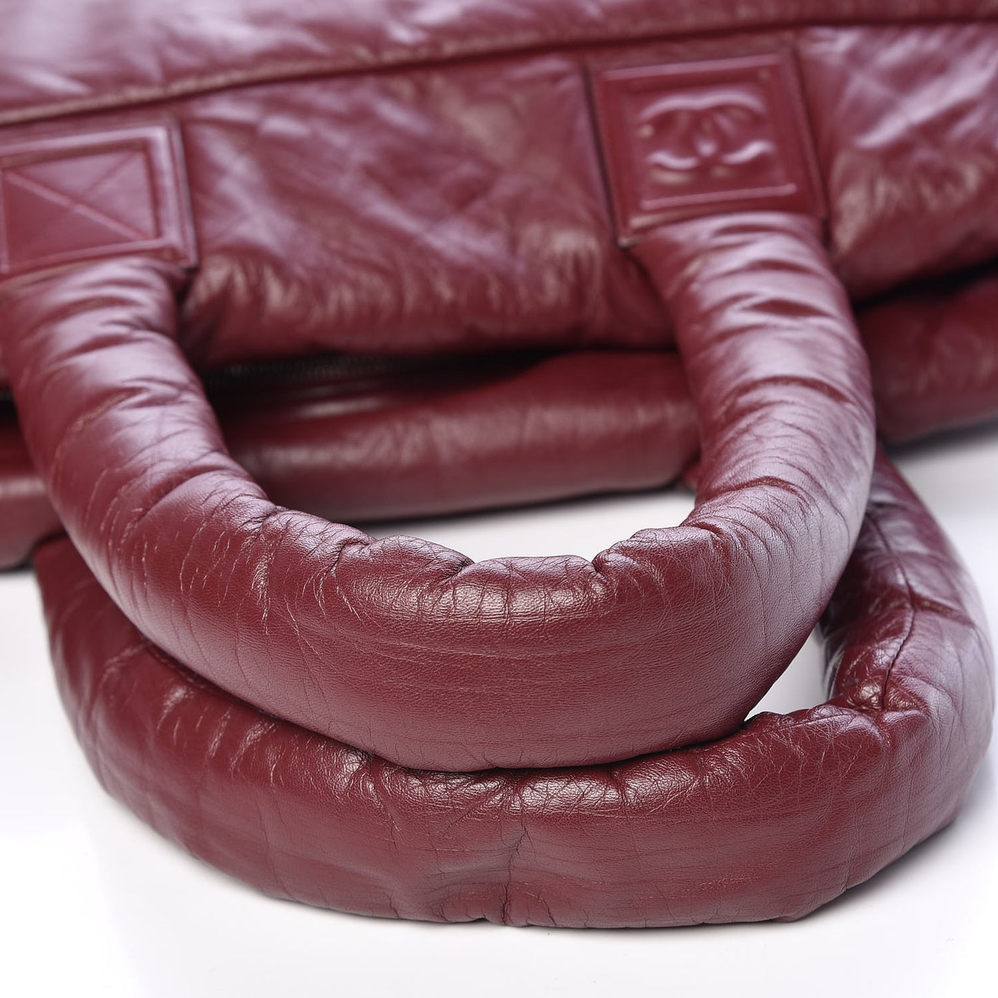 Lambskin Quilted Large Coco Cocoon Tote Burgundy