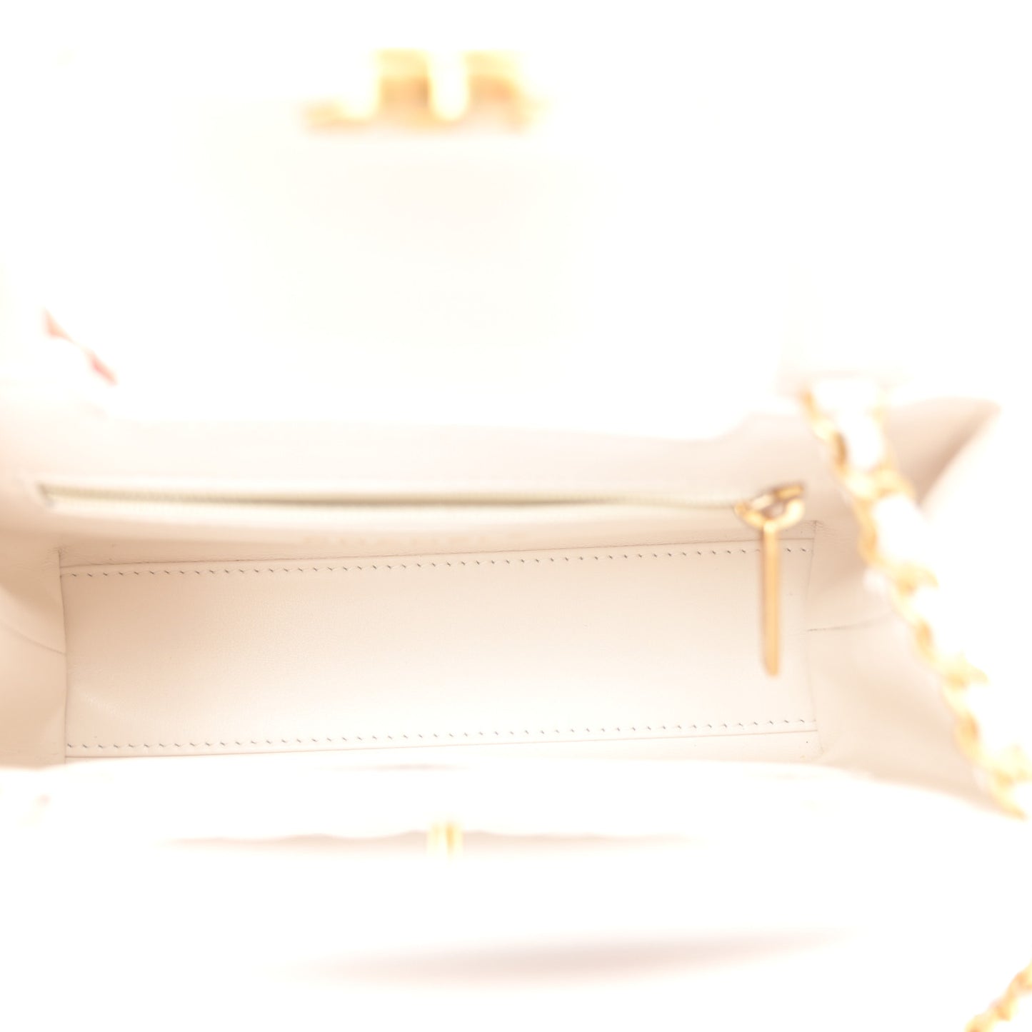 Shiny Aged Calfskin Quilted Nano Kelly Shopper White
