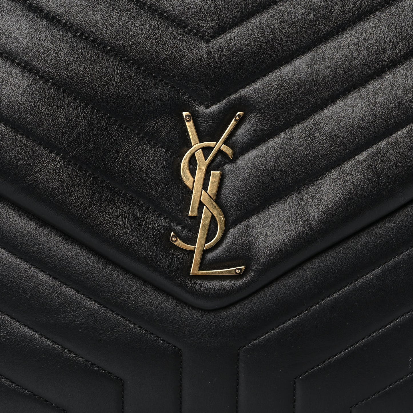 Calfskin Y Quilted Monogram Large Loulou Chain Satchel Black