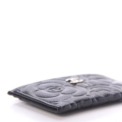 Chanel Caviar Camellia Embossed Card Holder Black 6 of 11