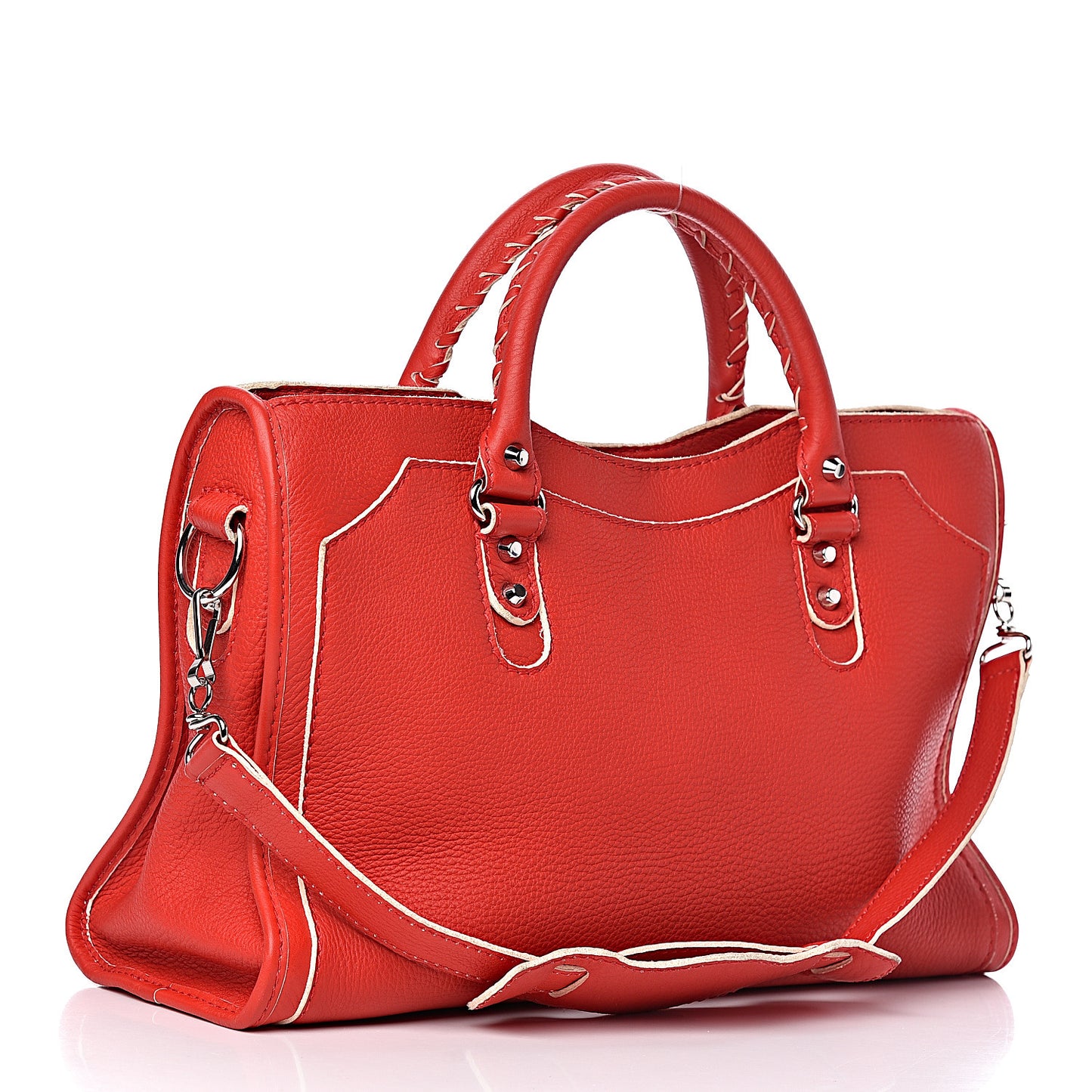Supple Grained Calfskin Classic Silver Hardware Highlight City Rouge Fraise
