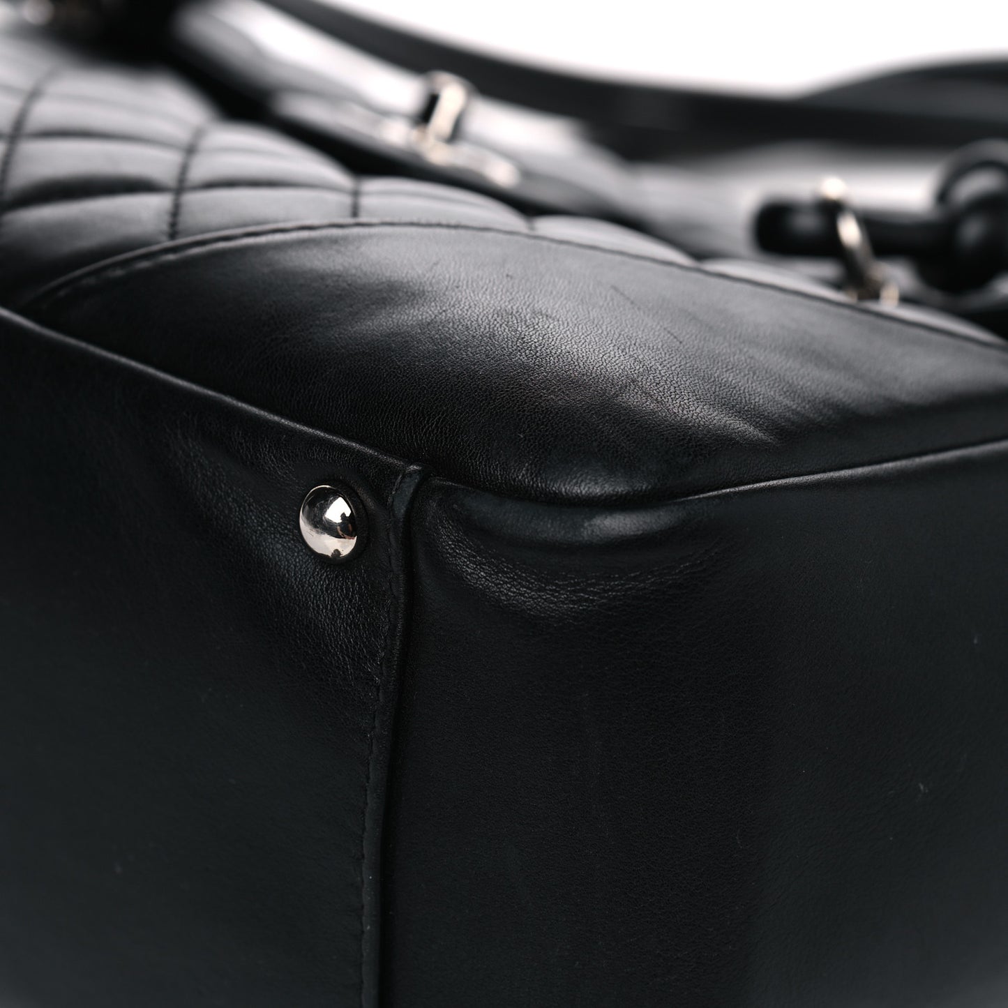 Calfskin Quilted Large Cambon Flap Black White