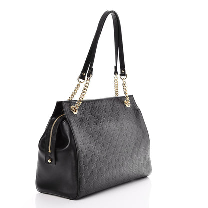 Gucci Guccissima Signature Large Shoulder Tote Bag Black 3 of 7