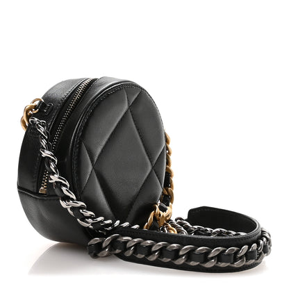Chanel Lambskin Quilted Chanel 19 Round Clutch With Chain Black 3 of 10