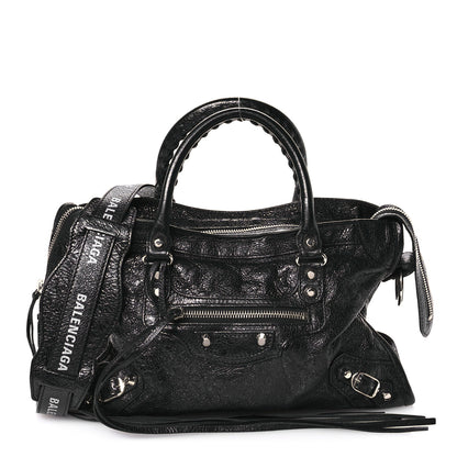 Balenciaga Agneau Classic Hardware S City Logo Strap Black White 1 of 12