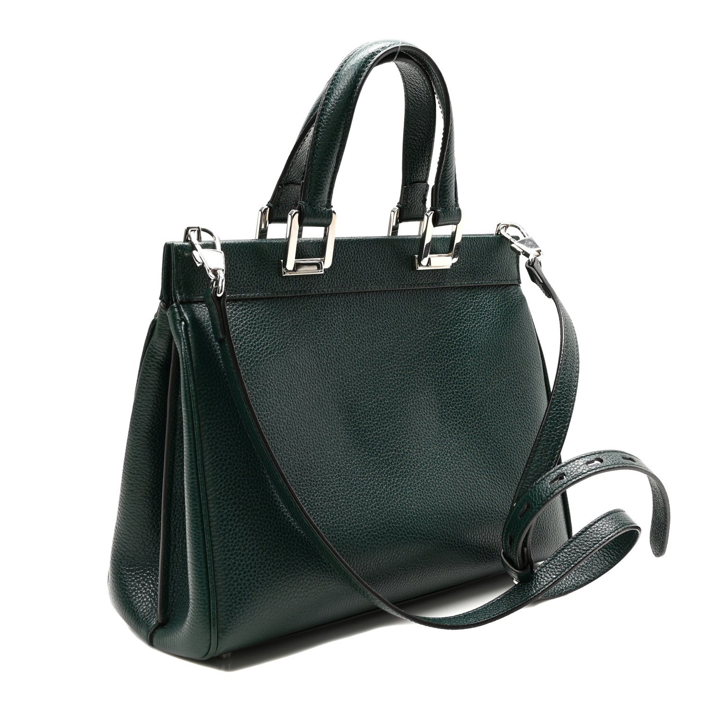 Grainy Calfskin Small Zumi Top Handle Bag Vintage Green