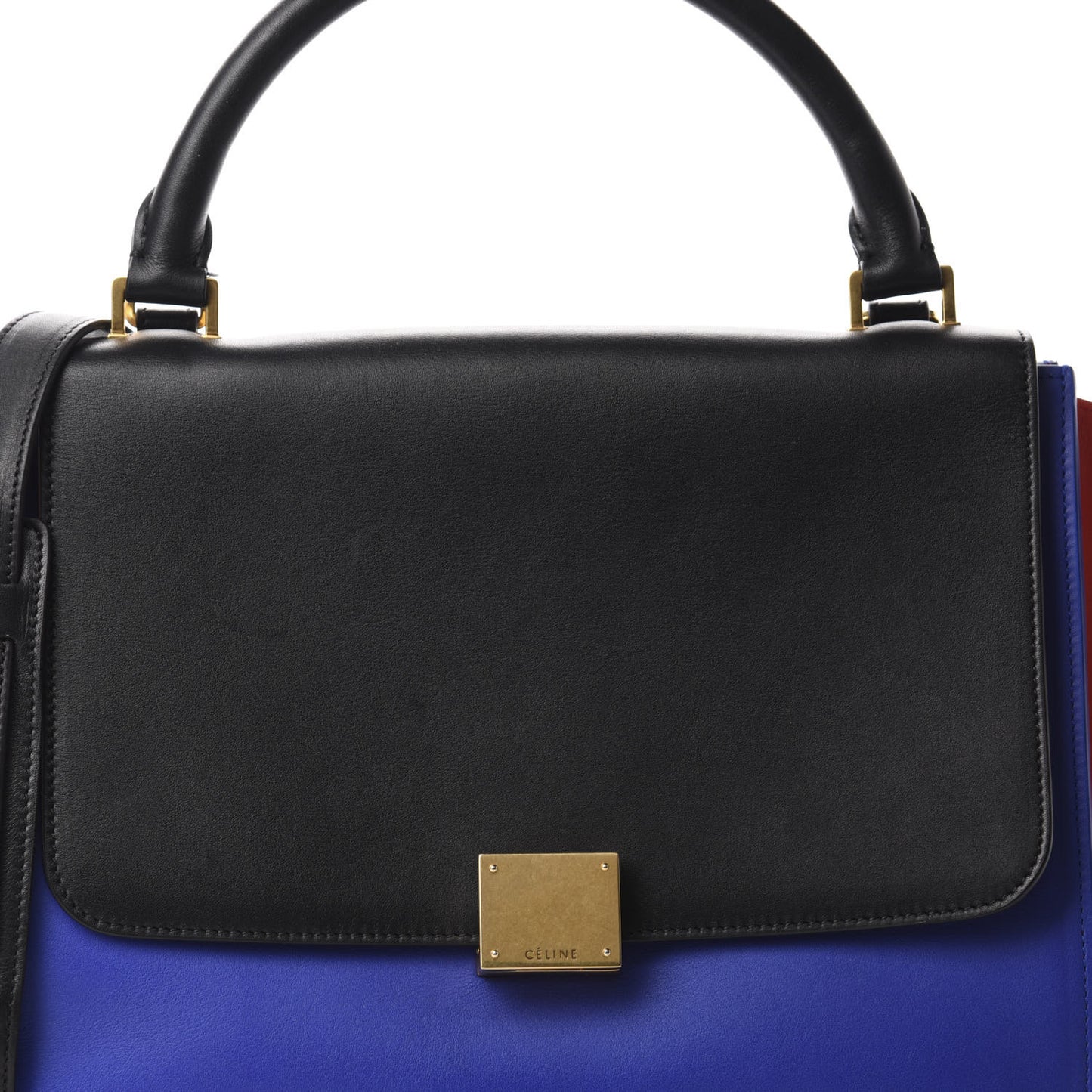 Smooth Calfskin Small Tri-Color Trapeze Black