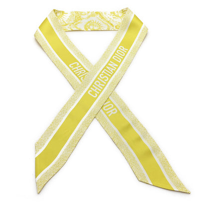 Christian Dior Silk Toile de Jouy Soleil Mitzah Scarf Yellow 1 of 3