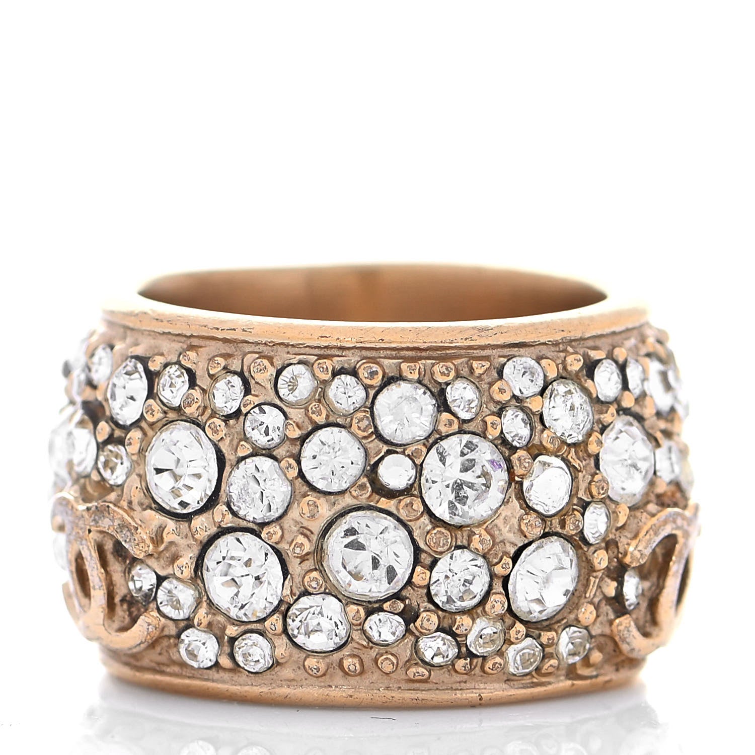 Chanel Crystal CC Ring 6.25 Gold 3 of 4