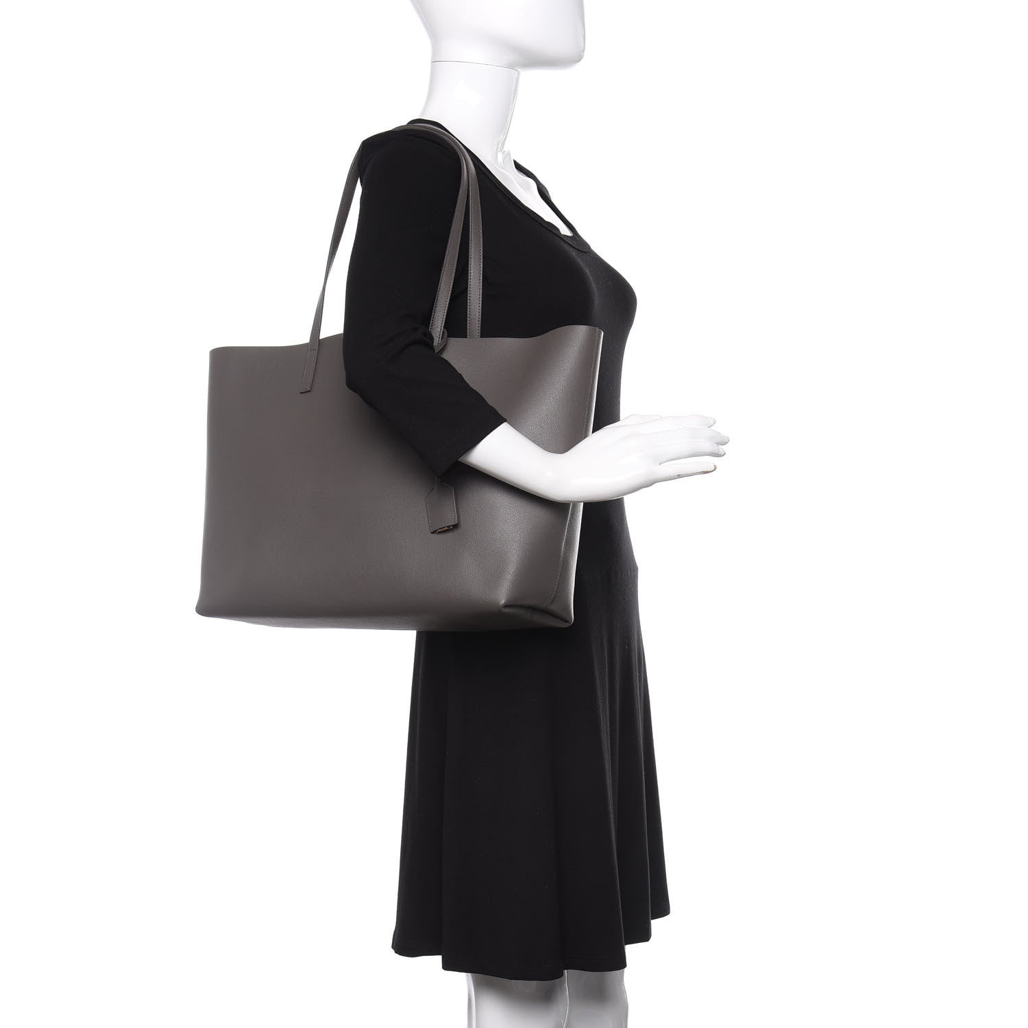 Saint Laurent Calfskin Large Shopping Tote Fog 2 of 9