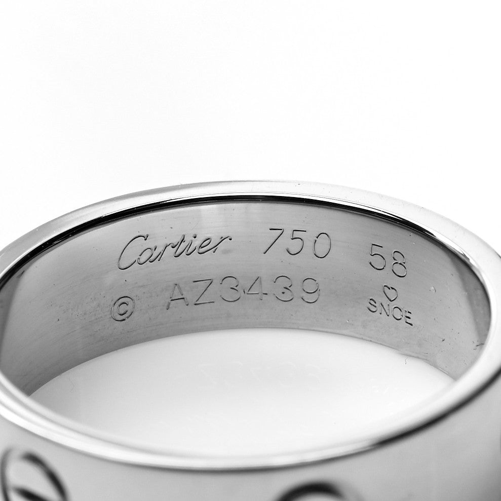 18K White Gold 5.5mm LOVE Ring 58 8.25