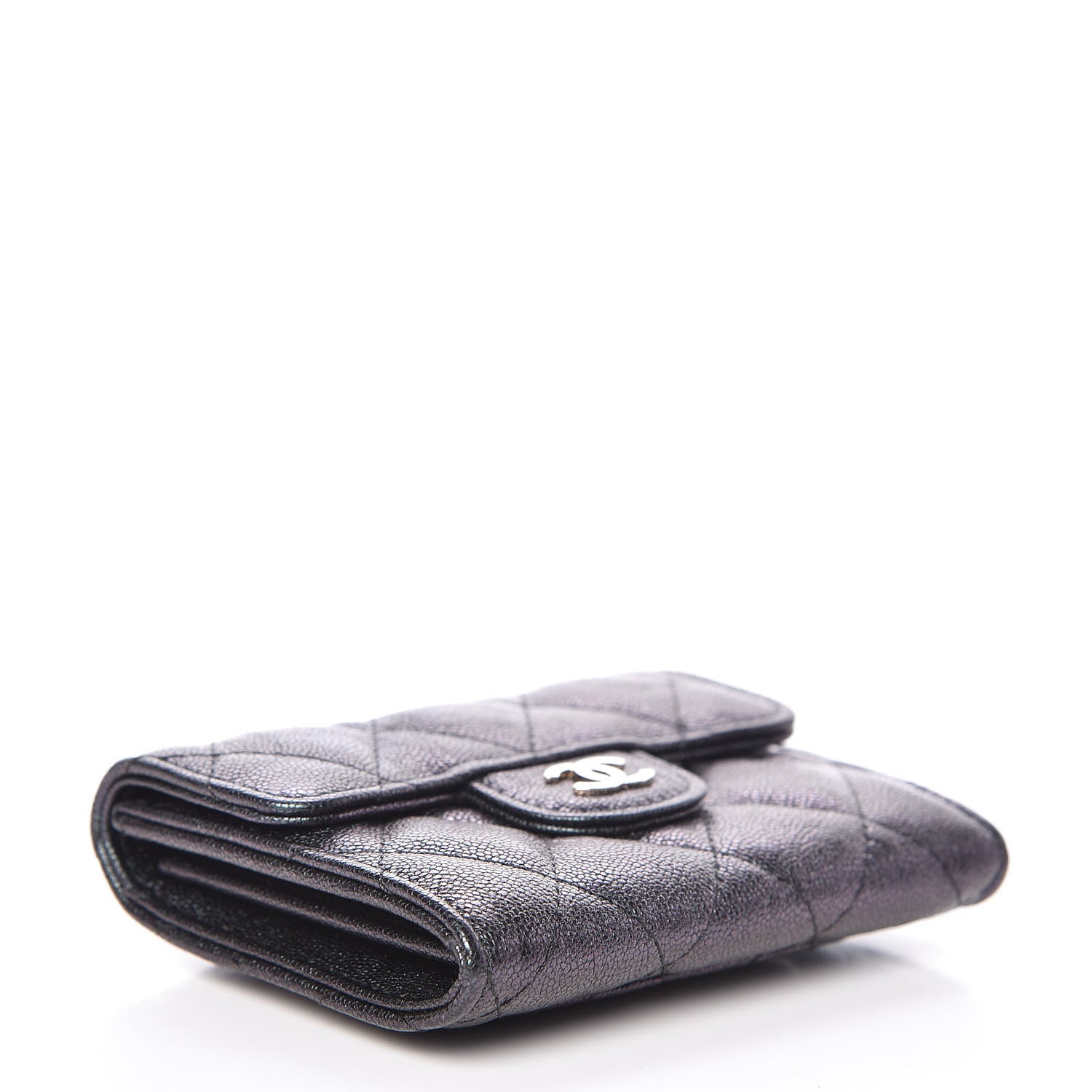 Chanel Iridescent Caviar Quilted Flap Card Holder Wallet Black 4 of 11