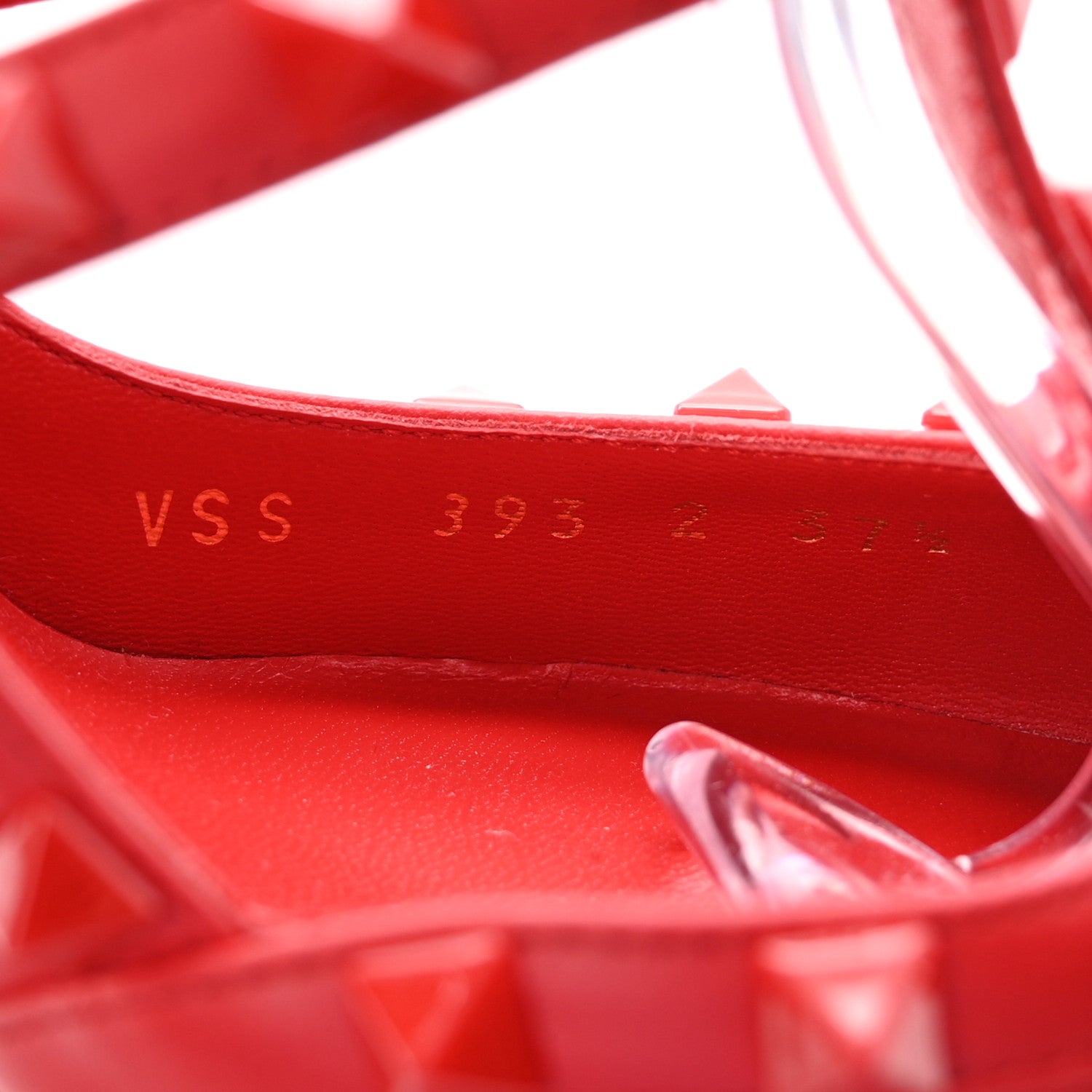 Valentino Garavani Calfskin Lacquered Monochrome Rockstud Ankle Strap 100mm Pumps 37.5 Rosso Valentino 9 of 10
