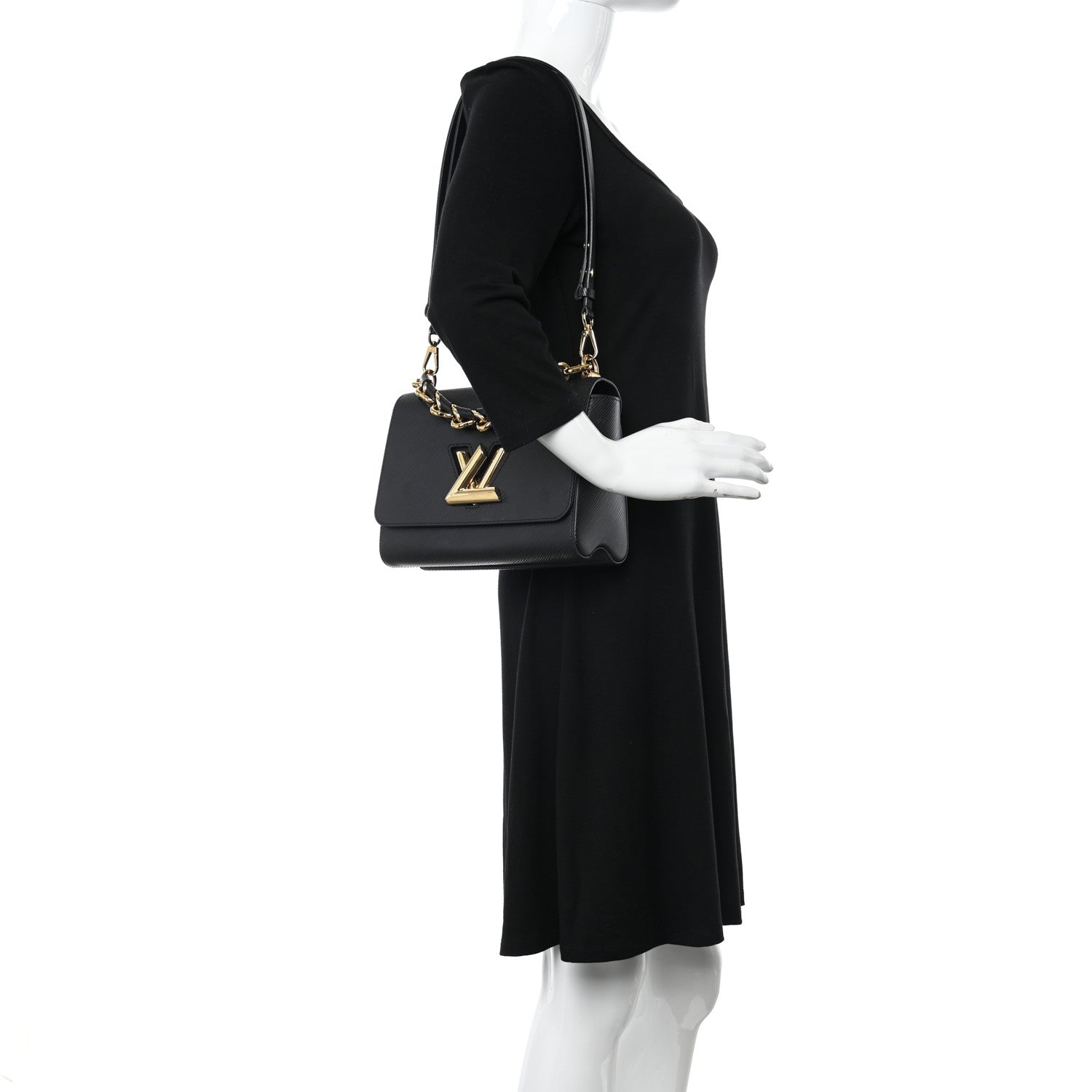 Louis Vuitton Epi Twist Braided Strap Shoulder Bag MM Black 2 of 12