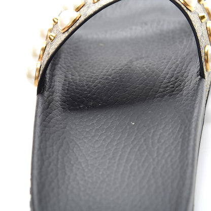 Gucci GG Supreme Monogram Pearls Slide Sandals 38 Beige 10 of 13