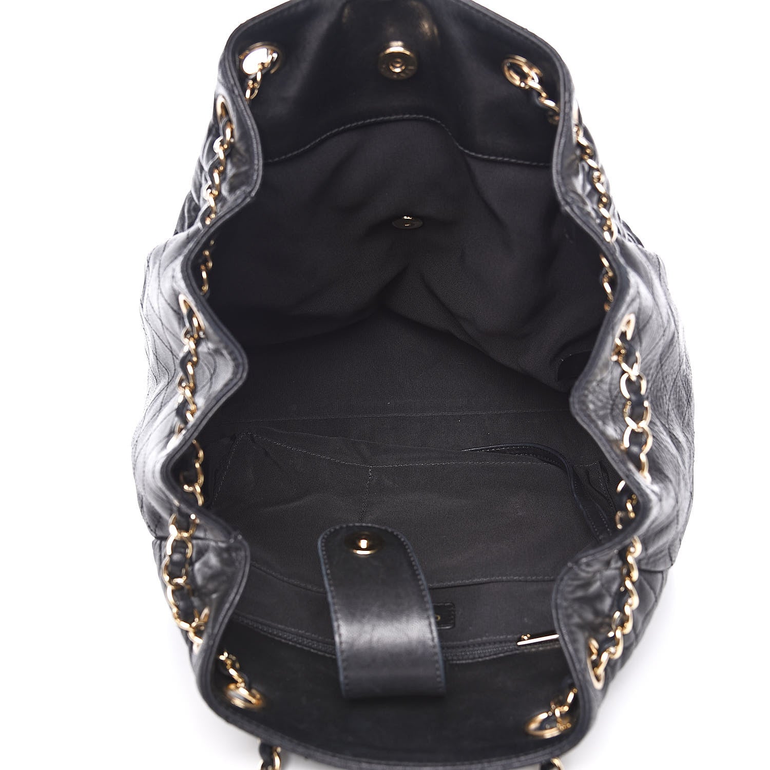 Chanel Lambskin Quilted Large Drawstring Bag Black 5 of 15