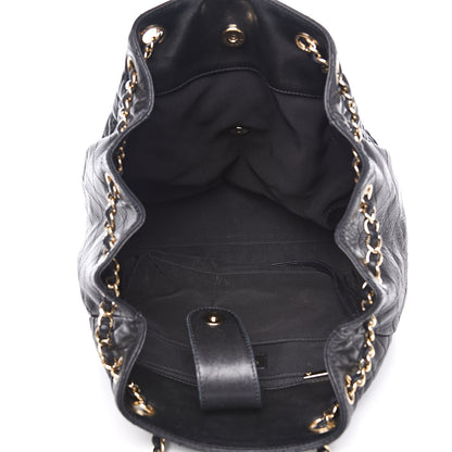 Chanel Lambskin Quilted Large Drawstring Bag Black 5 of 15