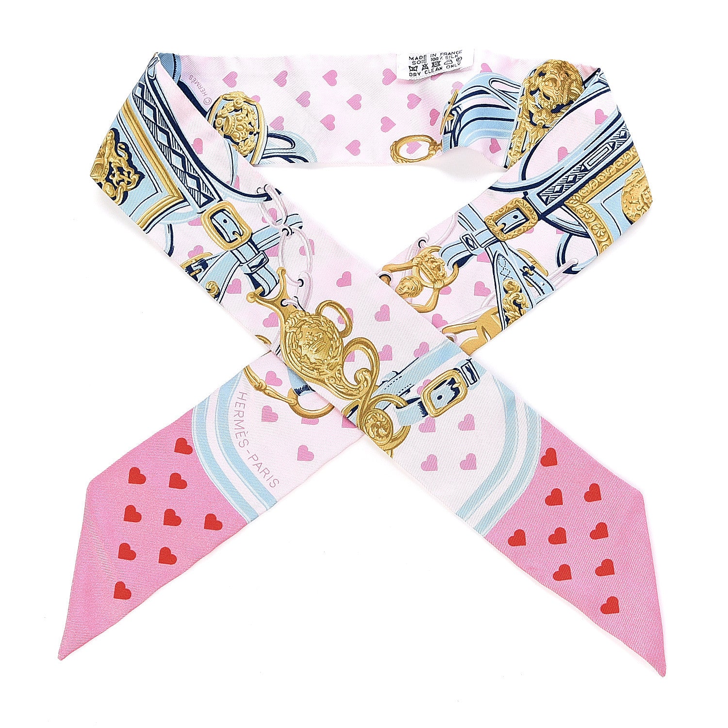 Hermes Silk Brides de Gala Love Twilly Rose Pale Bleu Glacier Rose 1 of 6