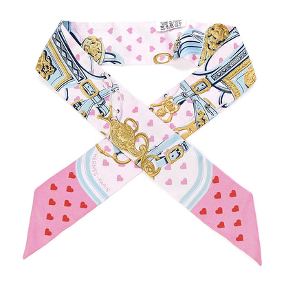 Hermes Silk Brides de Gala Love Twilly Rose Pale Bleu Glacier Rose 1 of 6
