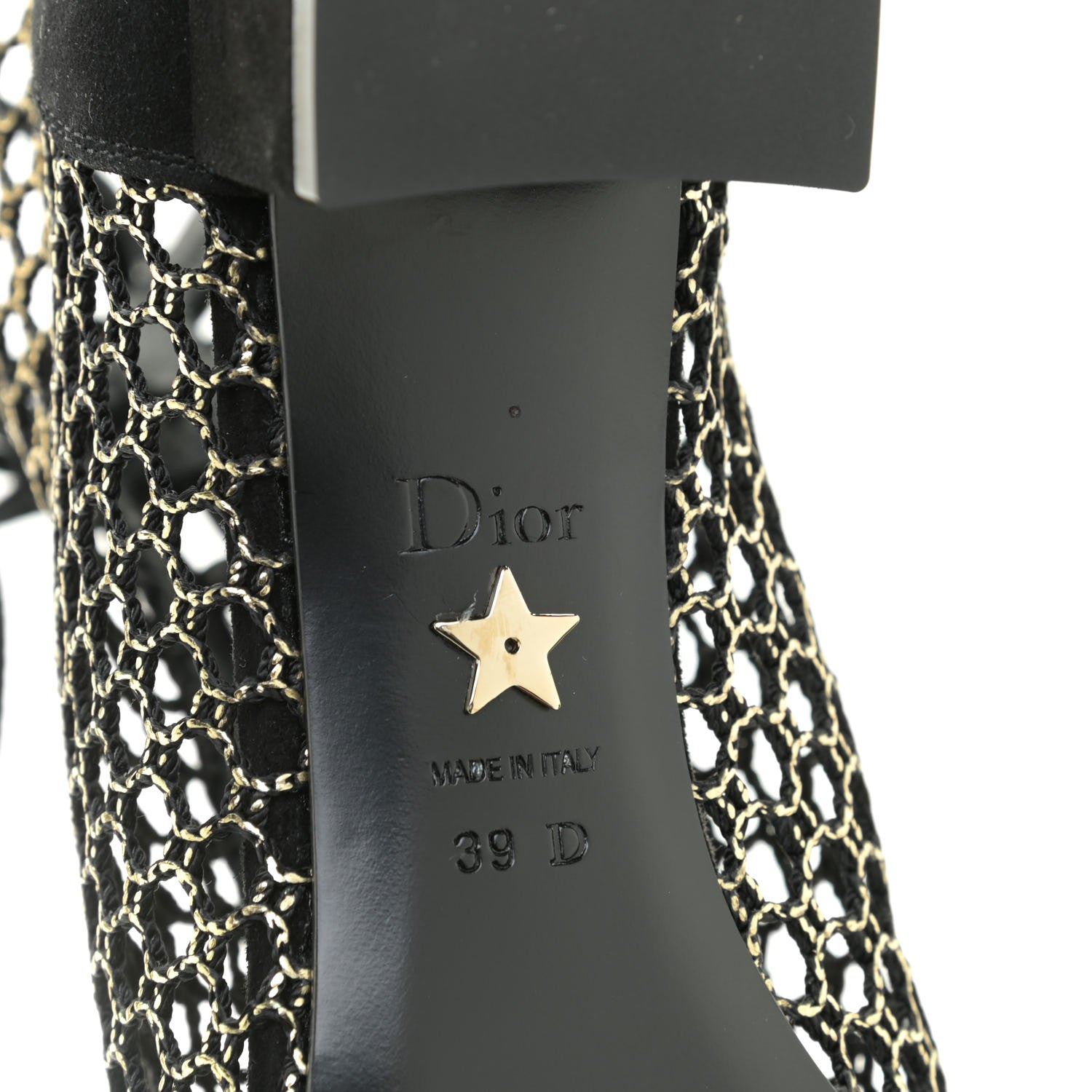 Christian Dior Suede Laminated Resille Naughtily-D 30mm Ankle Boots 39 Black Gold 10 of 11