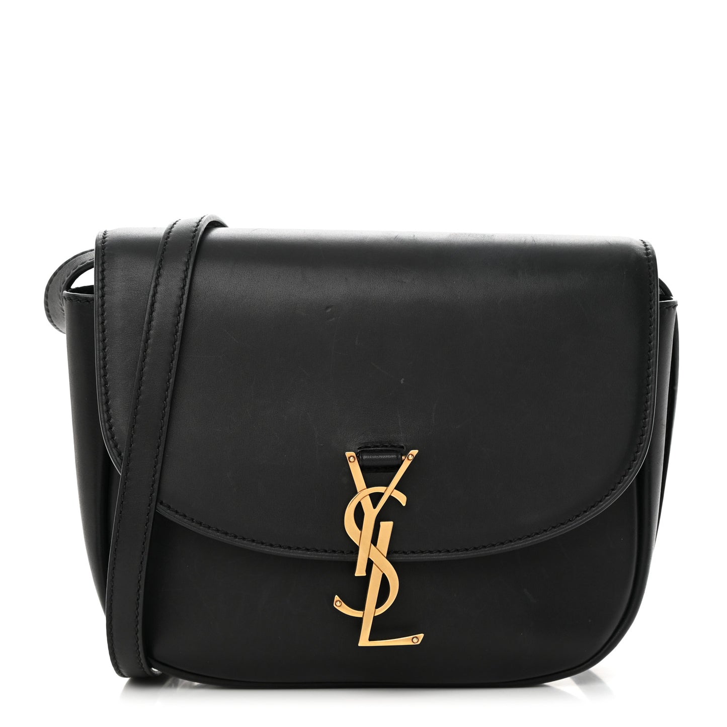 Smooth Calfskin Monogram Medium Kaia Satchel Black