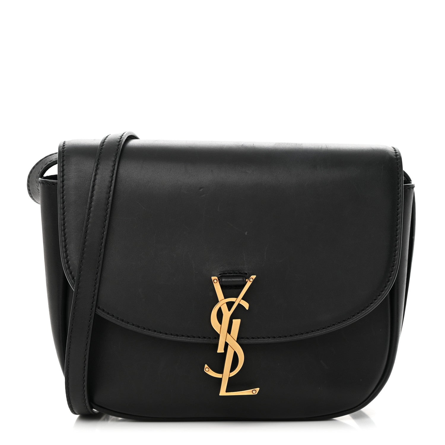 Saint Laurent Smooth Calfskin Monogram Medium Kaia Satchel Black 1 of 14