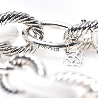 David Yurman Sterling Silver White Ceramic 17mm Extra Large Oval Link Bracelet 3 of 4