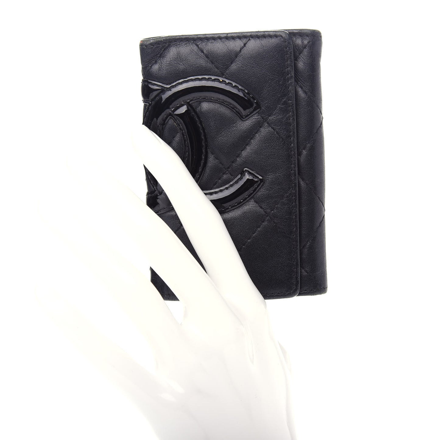 Calfskin Quilted Cambon 6 Key Holder Black