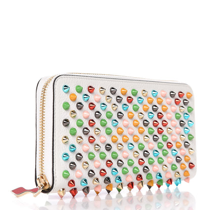 Christian Louboutin Calfskin Panettone Spiked Zip Around Wallet White 3 of 9