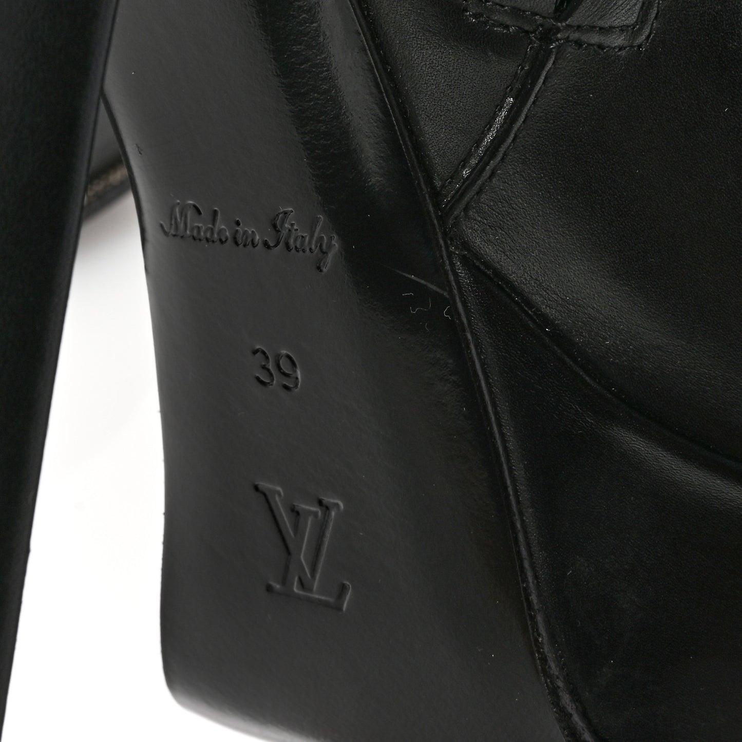 Calfskin Monogram Platform Ankle Boots 39 Black
