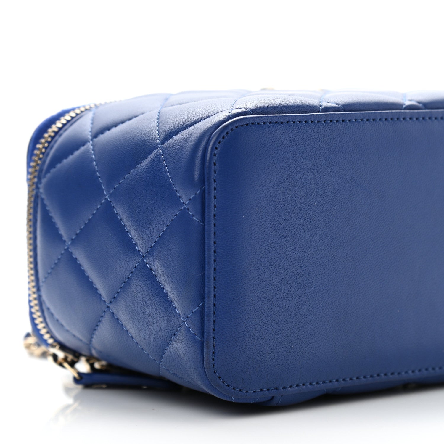 Chanel Lambskin Quilted Small Top Handle Vanity Case With Chain Blue 9 of 11