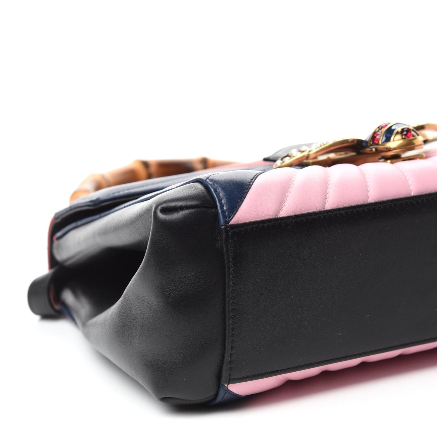 Calfskin Bamboo Trapuntata Queen Margaret Top Handle Bag Blue Agata Hibiscus Red Mystic White Sugar Pink