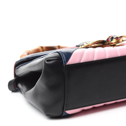 Gucci Calfskin Bamboo Trapuntata Queen Margaret Top Handle Bag Blue Agata Hibiscus Red Mystic White Sugar Pink 6 of 11