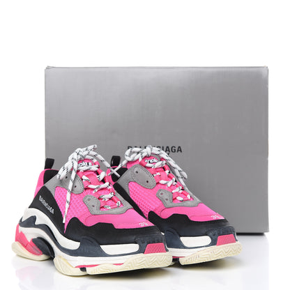 Balenciaga Fabric Mesh Womens Triple S Sneakers 39 Fluo Pink Grey White 8 of 8
