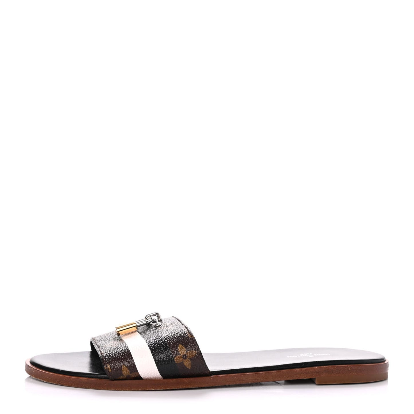 Patent Monogram Lock It Flat Mule 39.5 Black White