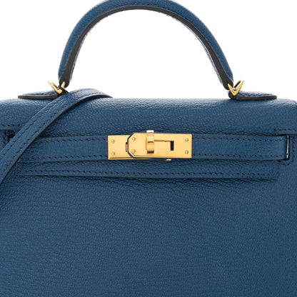 Hermes Chevre Mysore Mini Kelly Sellier 20 Bleu Saphir 8 of 14