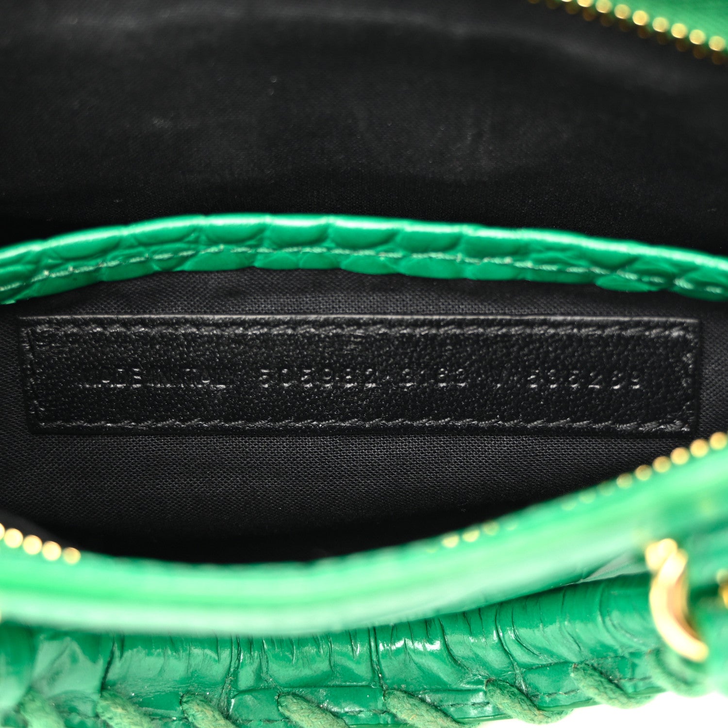 Balenciaga Shiny Supple Calfskin Crocodile Embossed Gold Metallic Edge Hardware Nano City Leaf Green 8 of 16