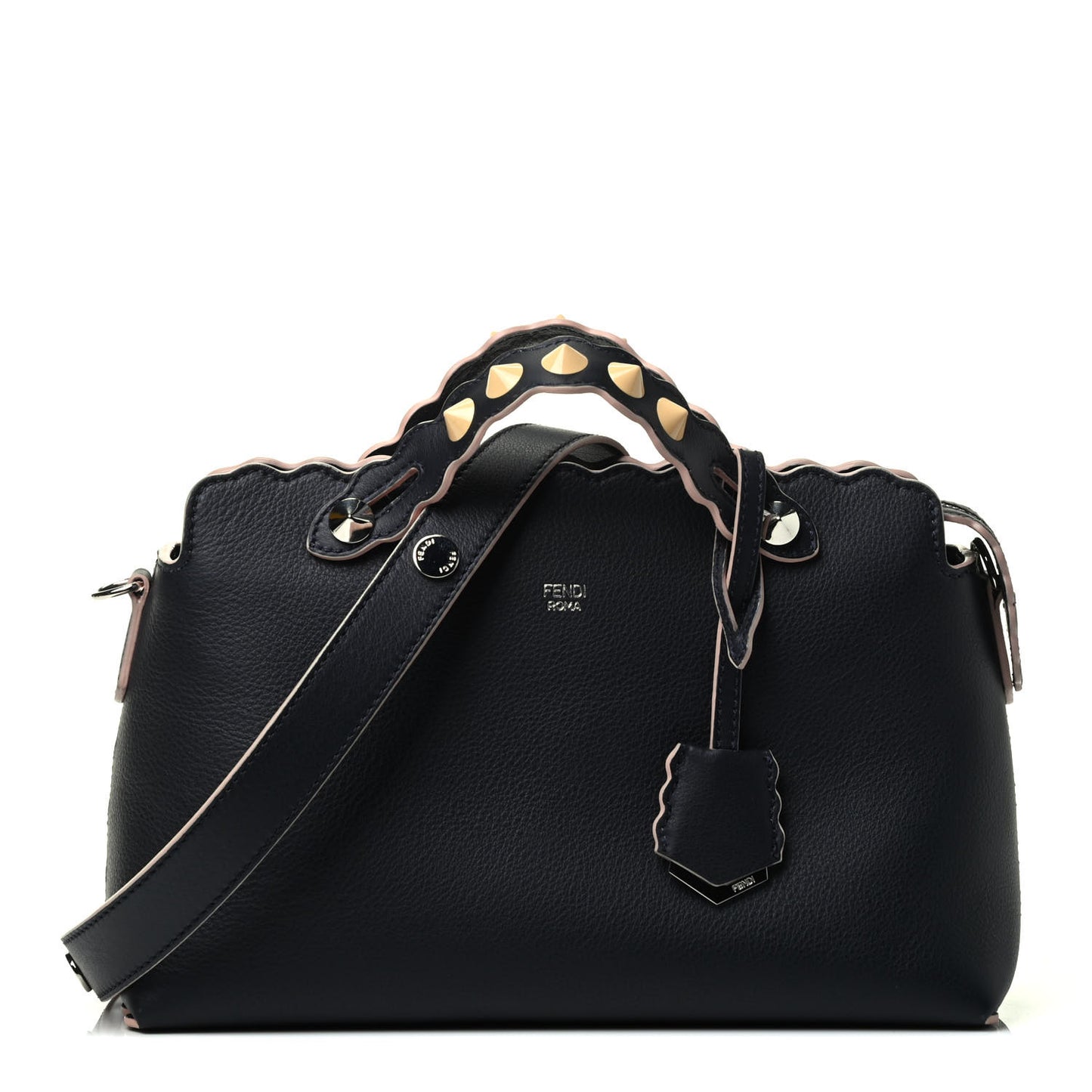 Vitello Dolce Scalloped Studded Medium By The Way Boston Bag Blu Notte