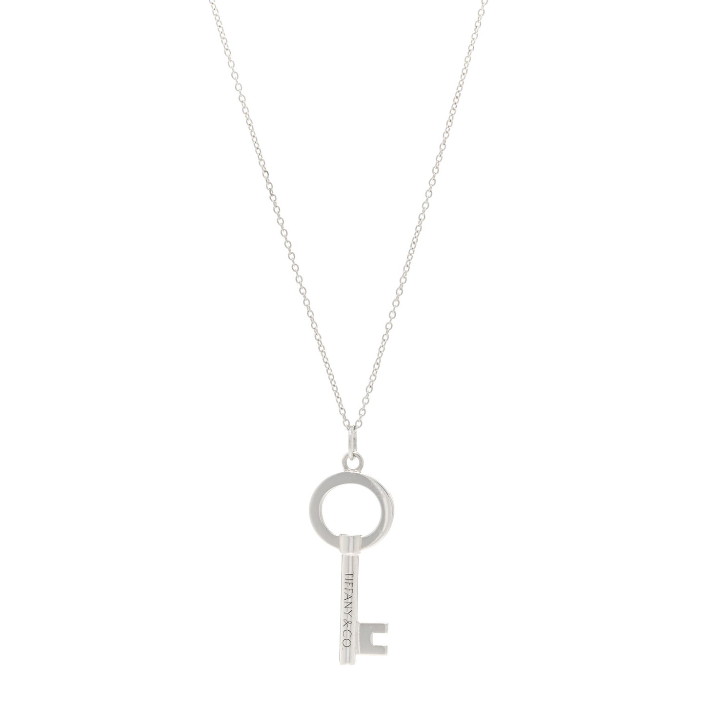 Sterling Silver Modern Keys Open Round Key Pendant Necklace