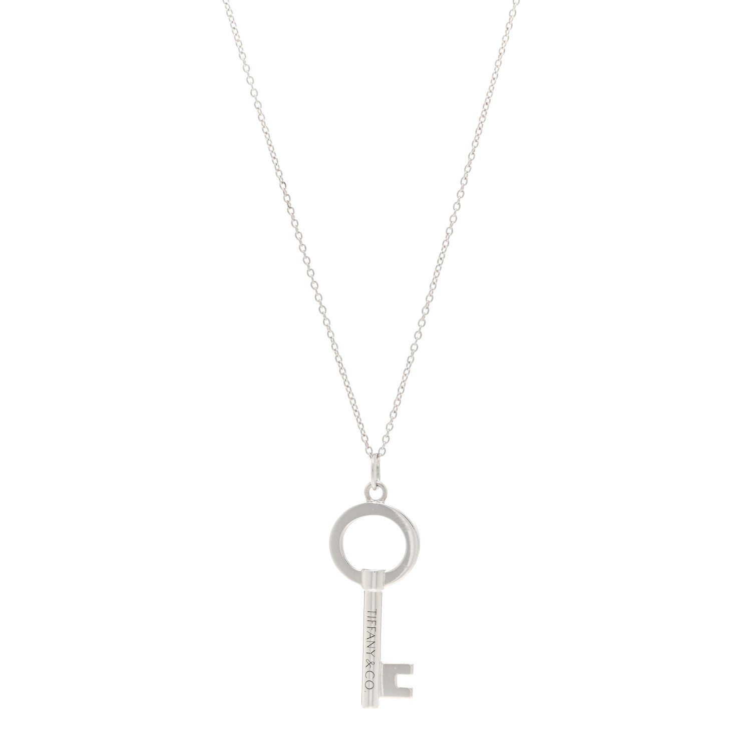 Tiffany Sterling Silver Modern Keys Open Round Key Pendant Necklace 1 of 4